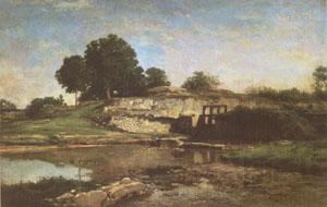Charles-Francois Daubigny The Flood-Gate at Optevoz (mk05) Spain oil painting art